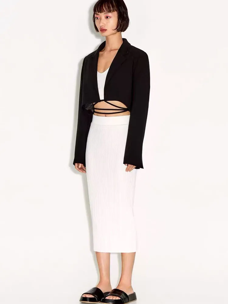 Fall/winter 2022 New Women's Versatile Lapel Long Sleeve Black Bow
