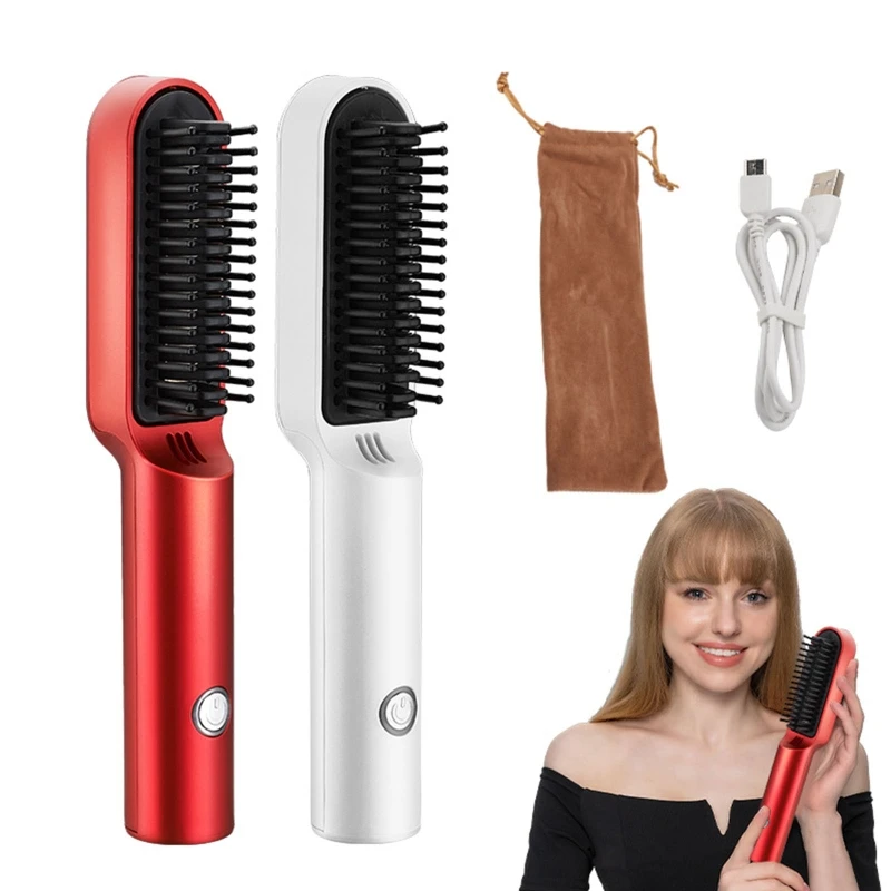 

Hair Straightener Brush Tourmaline Ceramic Hair Curler Brush Fast Heating Anti-Scald Comb Professional Hair Styler Tool