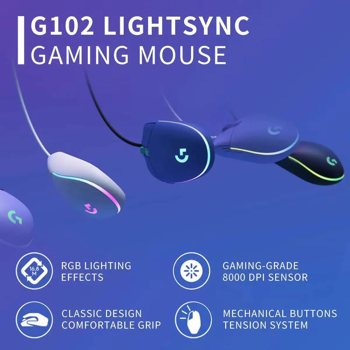 Enhanced RGB Gaming Mouse with HERO Sensor Technology, 6 Programmable Buttons, and Ergonomic Lightweight Design