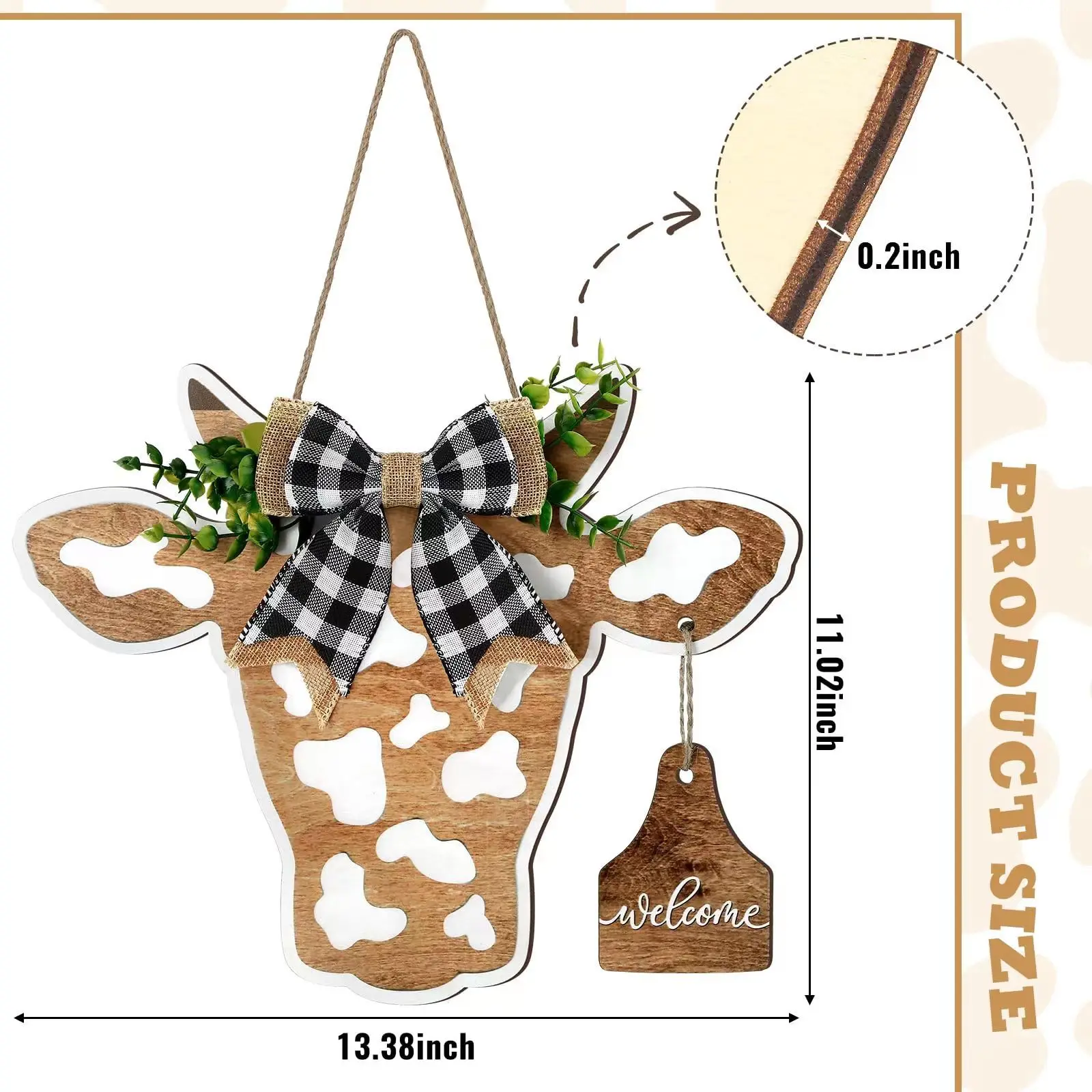 

Пасхальная корова подвесная деревянная искусственная деревянная поделка для фермерского дома приветственное украшение для двери милый Декор