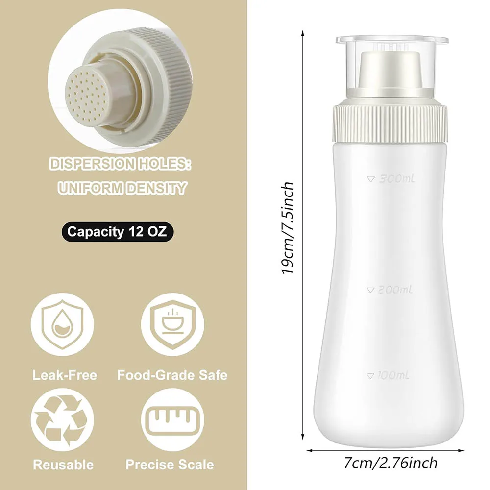 케이크 시럽 디스펜서, 350ml 눈금 표시가 있는 간편한 플라스틱 시럽 짜는 병, 꿀, 베이킹, 바베큐, 샐러드 드레싱 보관용