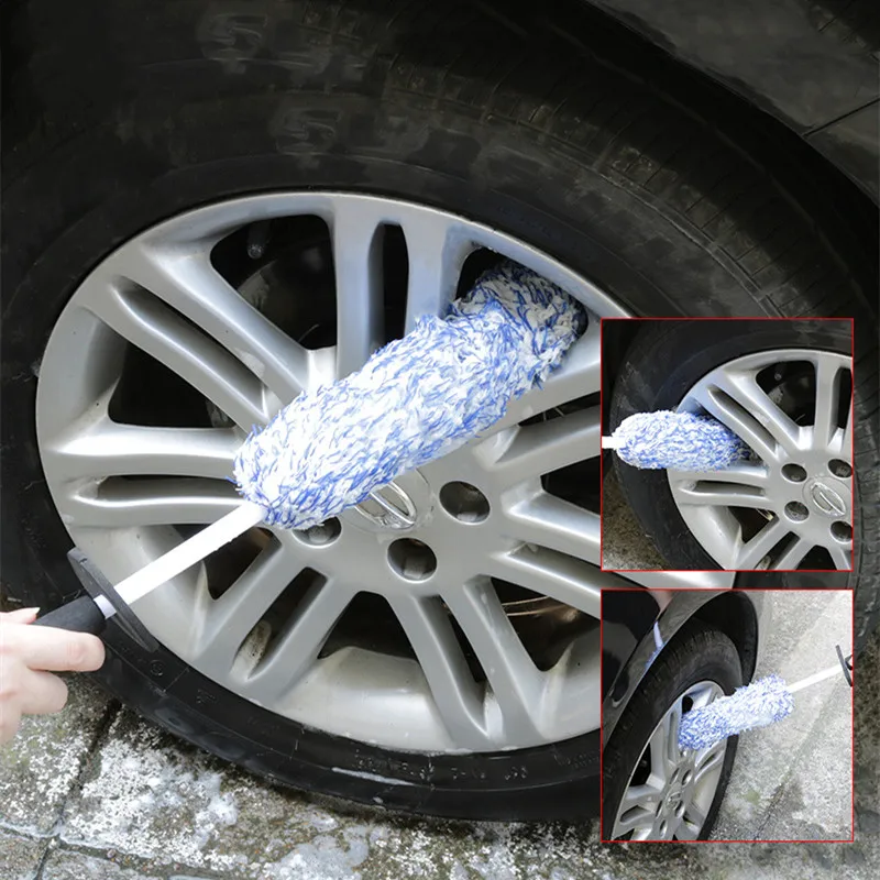 

Car Wash Super Brush Microfiber Premium Wheels Brush Non-Slip soft Handle Easy To Cleaning car wheel Spokes Car Accessories