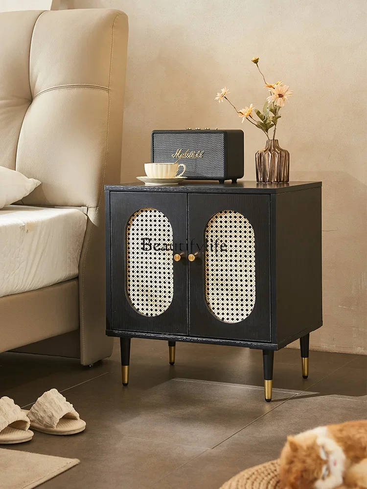 

Yuji Style Mid-Ancient Rattan Bedside Table Nordic Simple Modern B & B Storage Cabinet