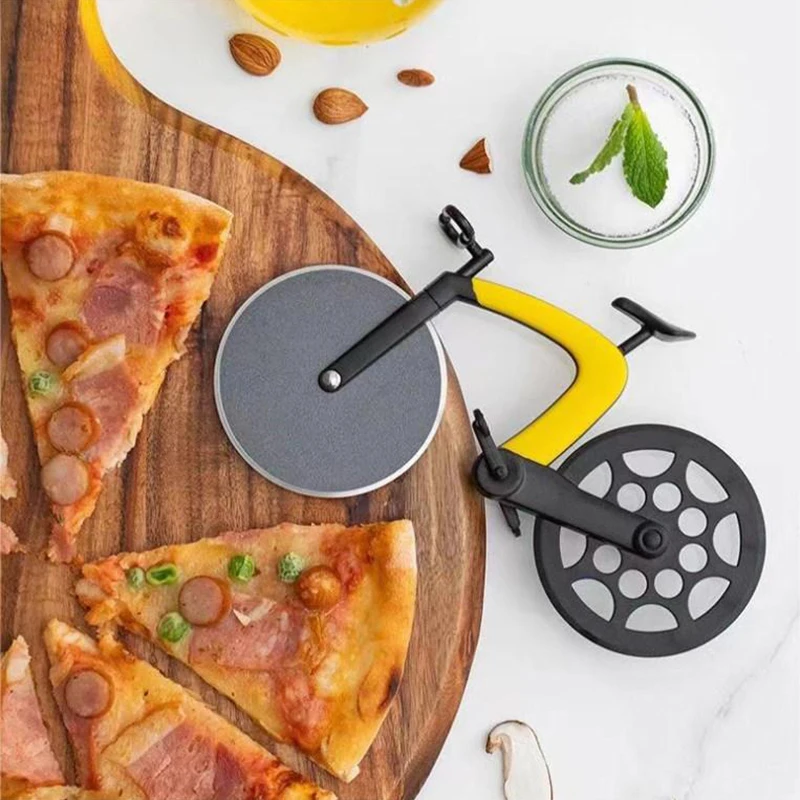 Creative Pizza Cutter Bicycle Shape Pizza Cutter Reusable Slicer Picnic Practical Stainless Steel Kitchen Accessories