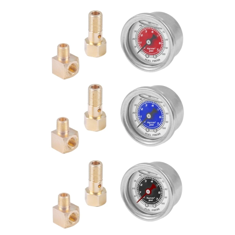

1/8 NPT Thread Pressure Gauge Liquid 0-100PSI Oil Pressure Gauge for Truck