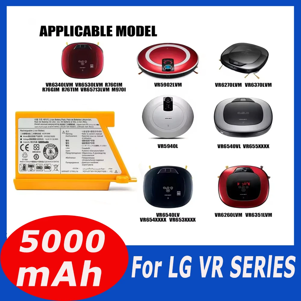 2500mAh EAC62218205 For LG Sweeping Mopping Robot Battery VR6260LVM VR6540LV R76CIM VR5940L VR6540VL EAC60766107 Vacuum Cleaner