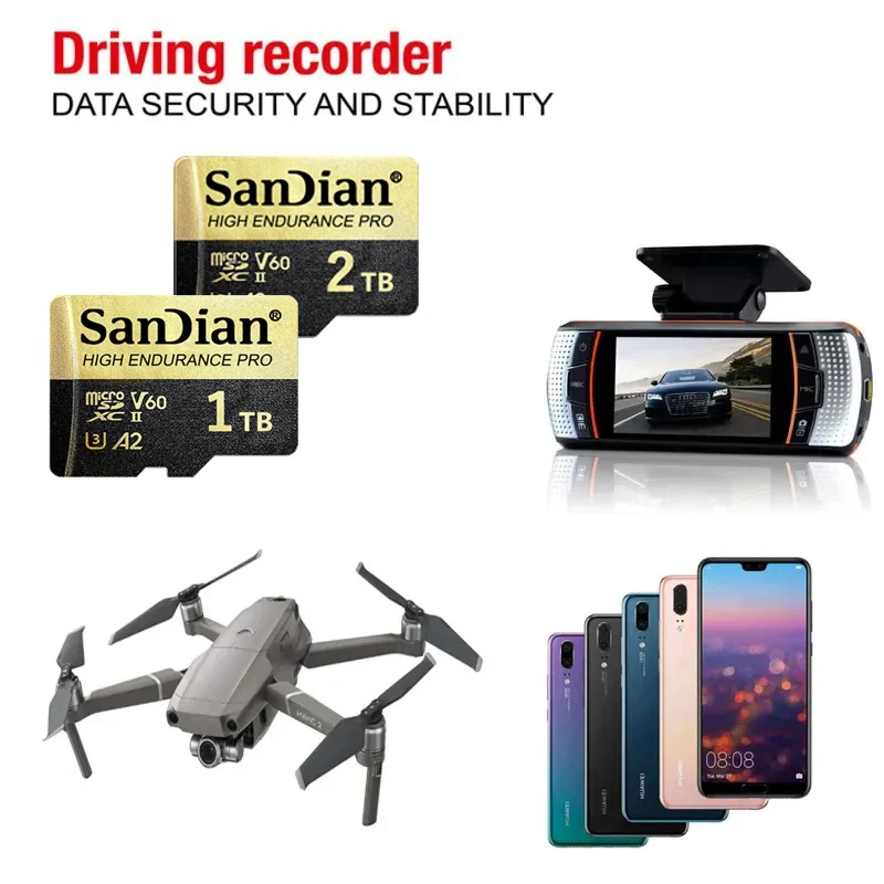 SanDian Uitra 마이크로 SD 카드, 고속 메모리 카드, 모니터 전화 카메라용 TF 미니 SD 플래시 카드, 1TB, 2TB