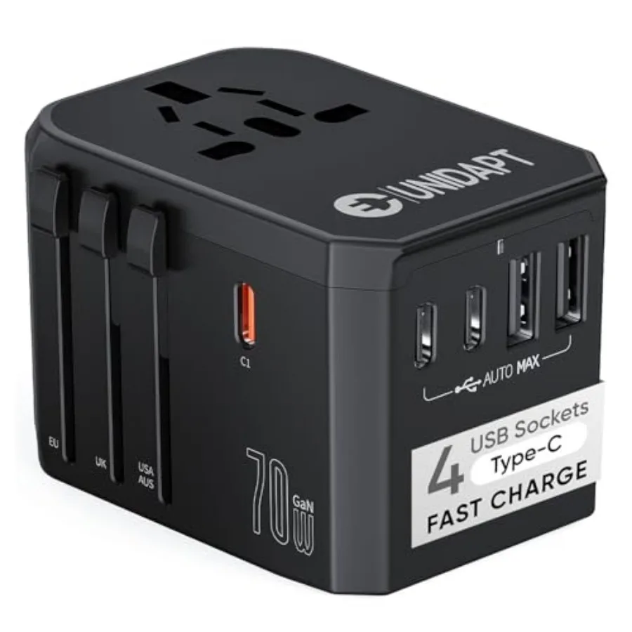 Universal Travel Adapter International Plug Adapter with 3 USB-C PD Fast Charging and 2 USB-A Quick Charger Worldwide Adaptor f 1