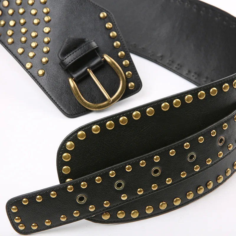 PixieKiki Y2k Style Studded Belt Grunge Cyber Punk Black PU