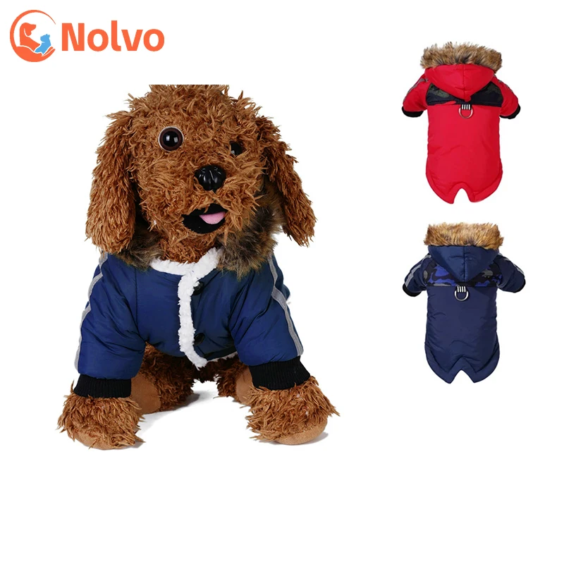 

Blue Red Winter Dog Clothes For Small Dogs Pet Warm Waterproof Jacket With Clip Coat Puppy Fleece Reflective Hoodies Costume