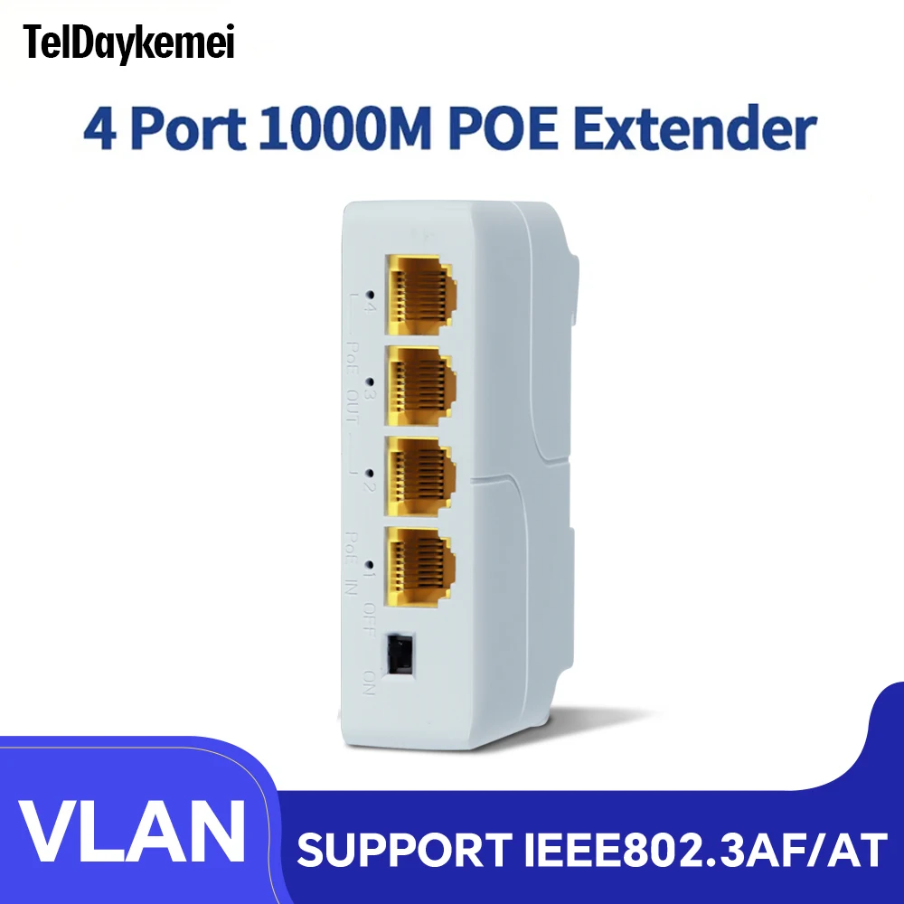 100/1000M POE Extender 4 ports Gigabit commutateur réseau répéteur IEEE802.3af/at Plug & Play pour commutateur PoE NVR caméra IP AP