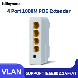Enhanced Power - over - Ethernet (PoE) Transmission Extender, 4 - Port Network Signal Booster (1000Mbps POE)