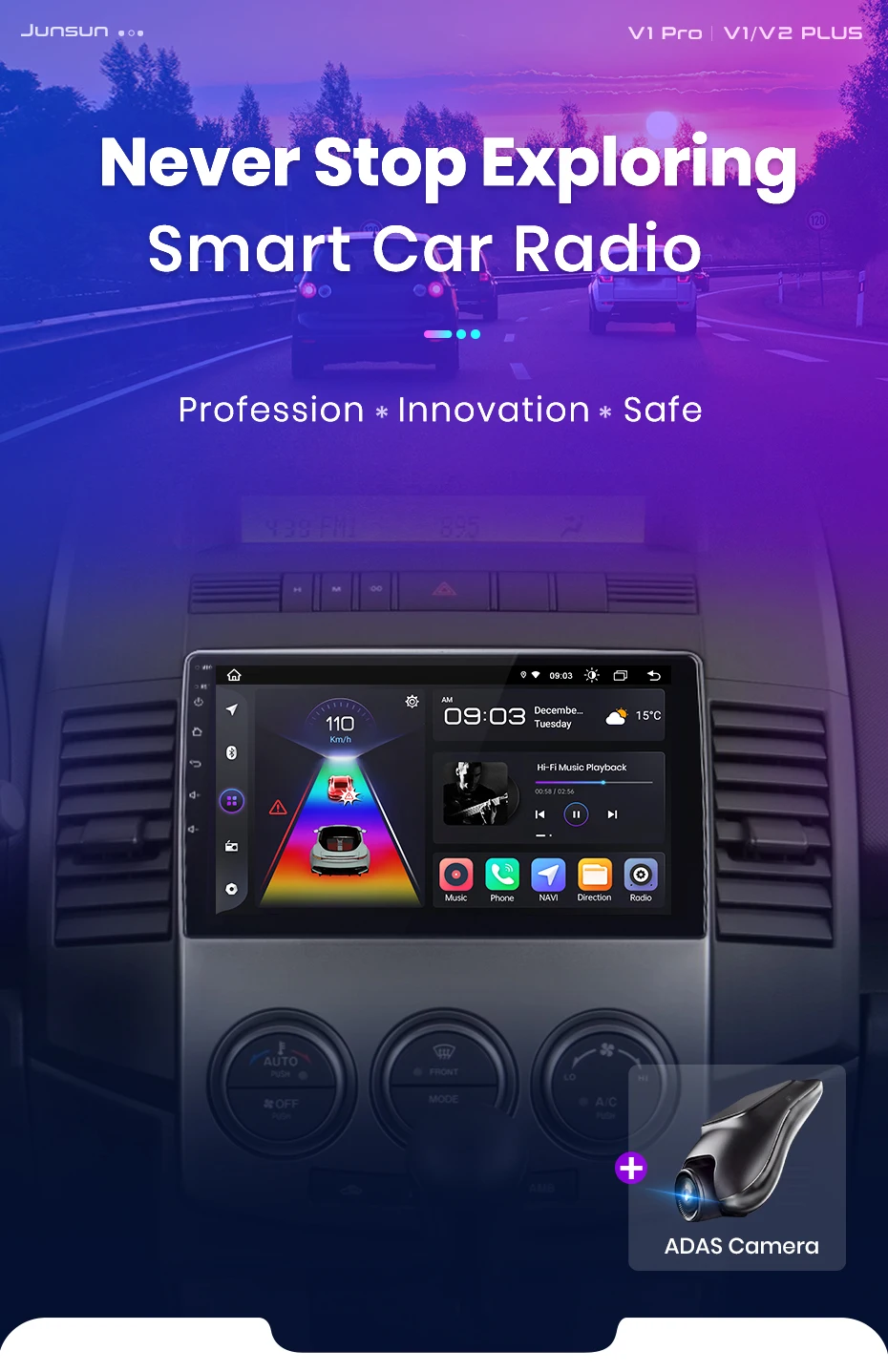 Junsun Wireless Carplay Android Auto Autoradio für Mazda 5 2006 2012-2014 GPS intelligente Systeme Stereo Multimedia Autoradio – Detail 1