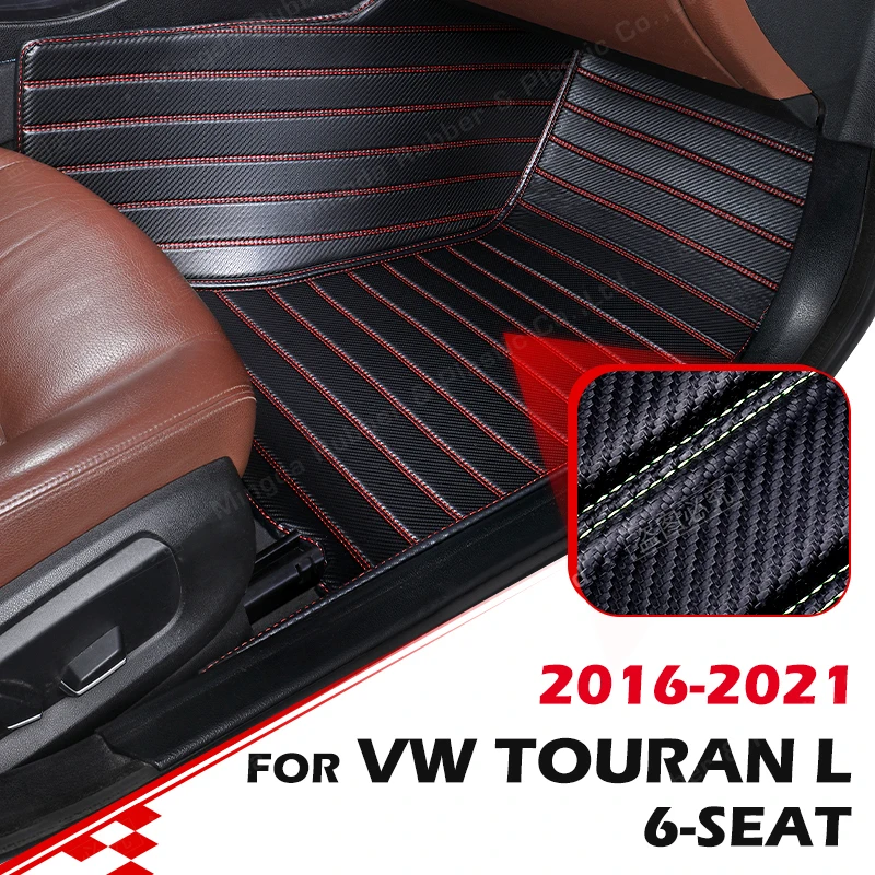 

Custom Carbon Fibre Floor Mats For VW Volkswagen Touran L 6-Seat 2016-2021 17 18 19 20 Foot Carpet Auto Interior Accessories
