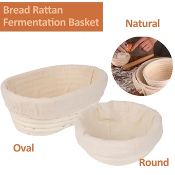 Handmade Rattan Bread Proofing Basket Set – Oval/Round Banneton for Artisan Baking 1