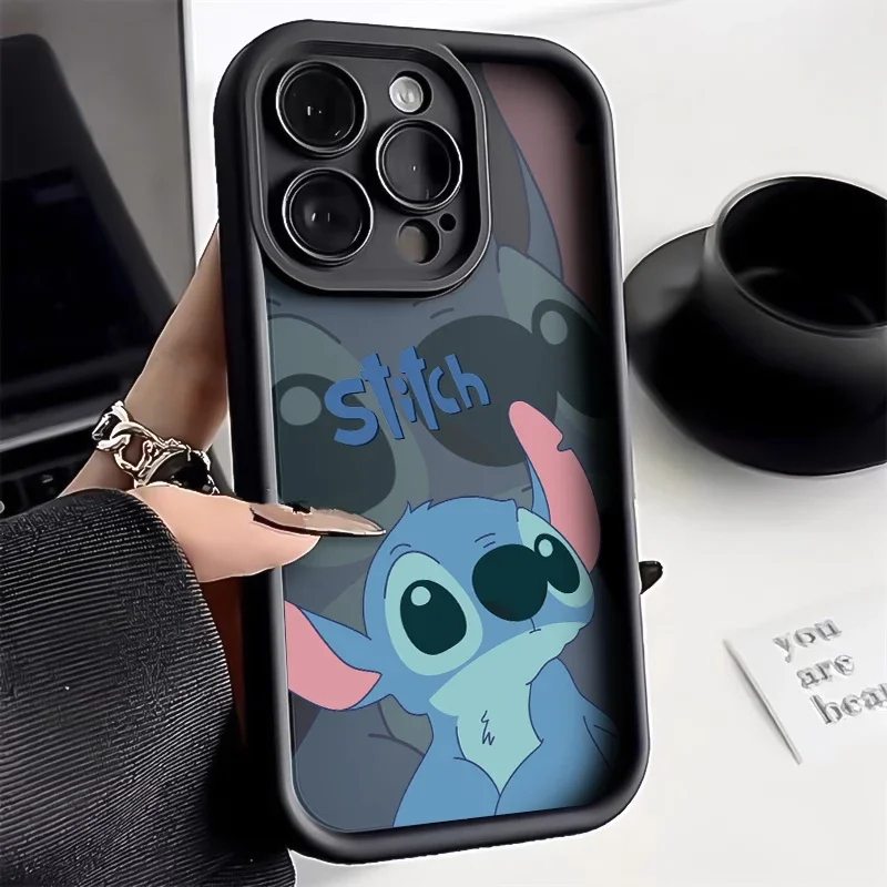 thumbnail image 1 of Disney-funda de silicona a prueba de golpes para iPhone, carcasa bonita de pareja de puntadas rosas para modelos 11, 12, 13, 14, 15 Pro Max, X, XR, XS MAX, 8, 7 Plus, 1 of 5