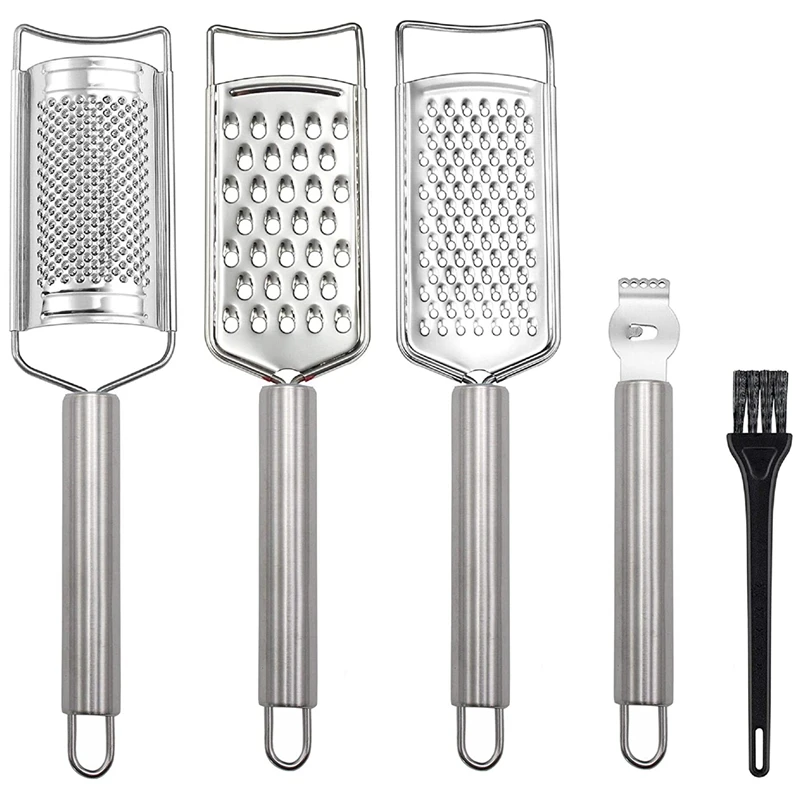 

Cheese Grater Set, Set Of 5 Kitchen Grater & Peeler & Slicer, Lemon Zester With Cleaning Brush For Vegetable, Fruit