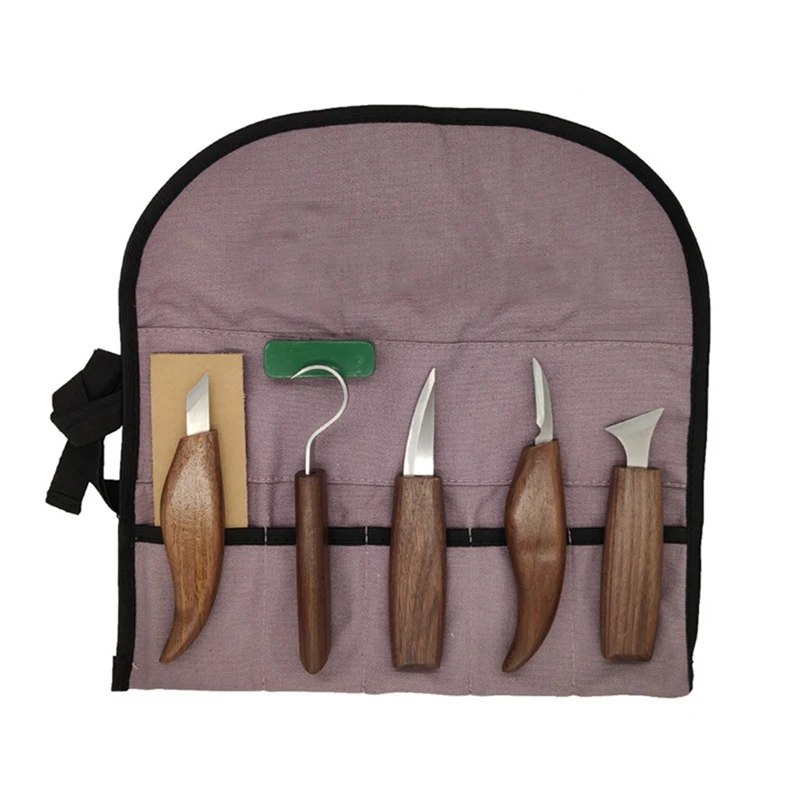 

7 PCS Woodworking Carving Chisel Set Silver & Wood Color Steel + Wood Craft Carving Tools Are Suitable For Adults And Beginners.