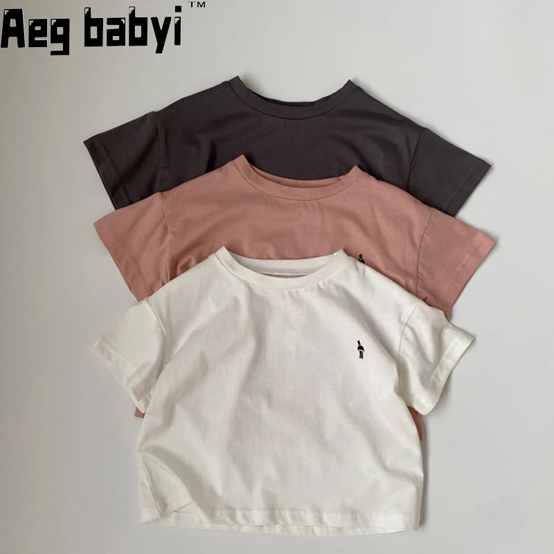 

Детская Хлопковая футболка с коротким рукавом, свободного покроя