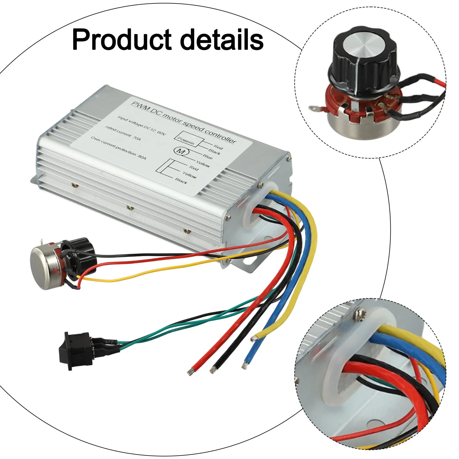 DC 12-36V 70A 4000W DC Brushed Motor Controller High-power Forward And Reverse 2-way PWM Speed Regulation Brushed Controller