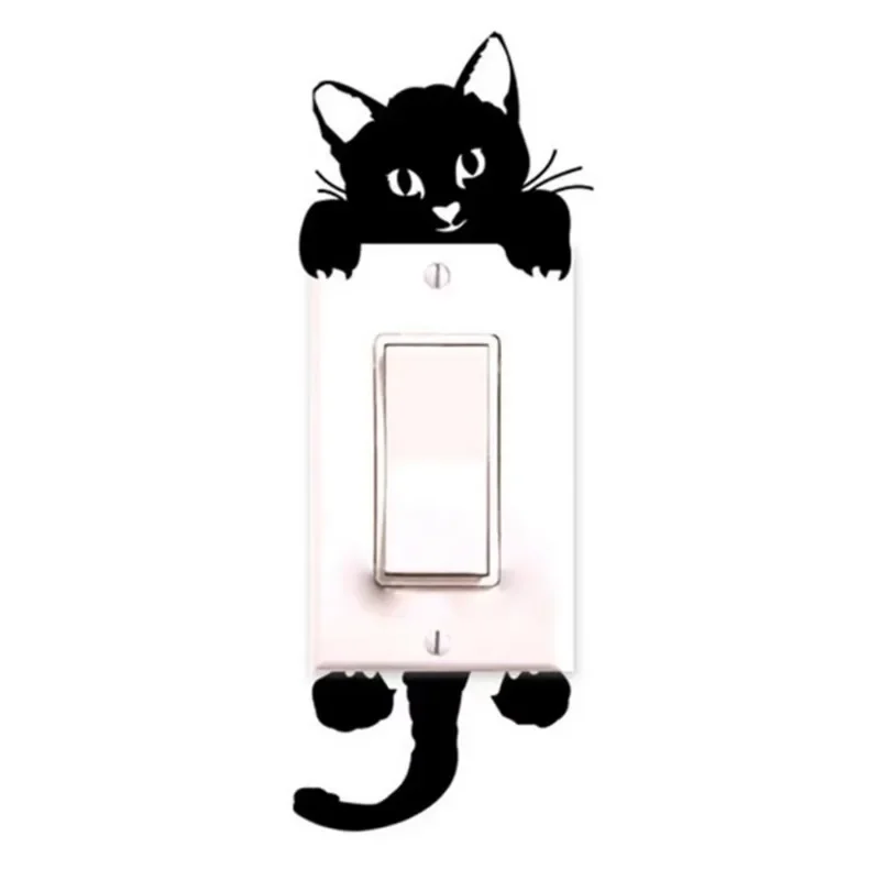 Cute Black Cat Light Switch Phone Wall Stickers Creative Animals Wall Decals Handmade DIY Home Toilet Decor PVC Mural Art 2025
