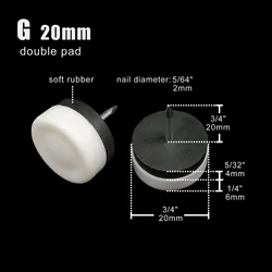 Furniture Leg Glide & Floor Protector Pads - Set of 4/32, Noiseless Nail - On Design - 4 Pcs (G 20mm double pad)