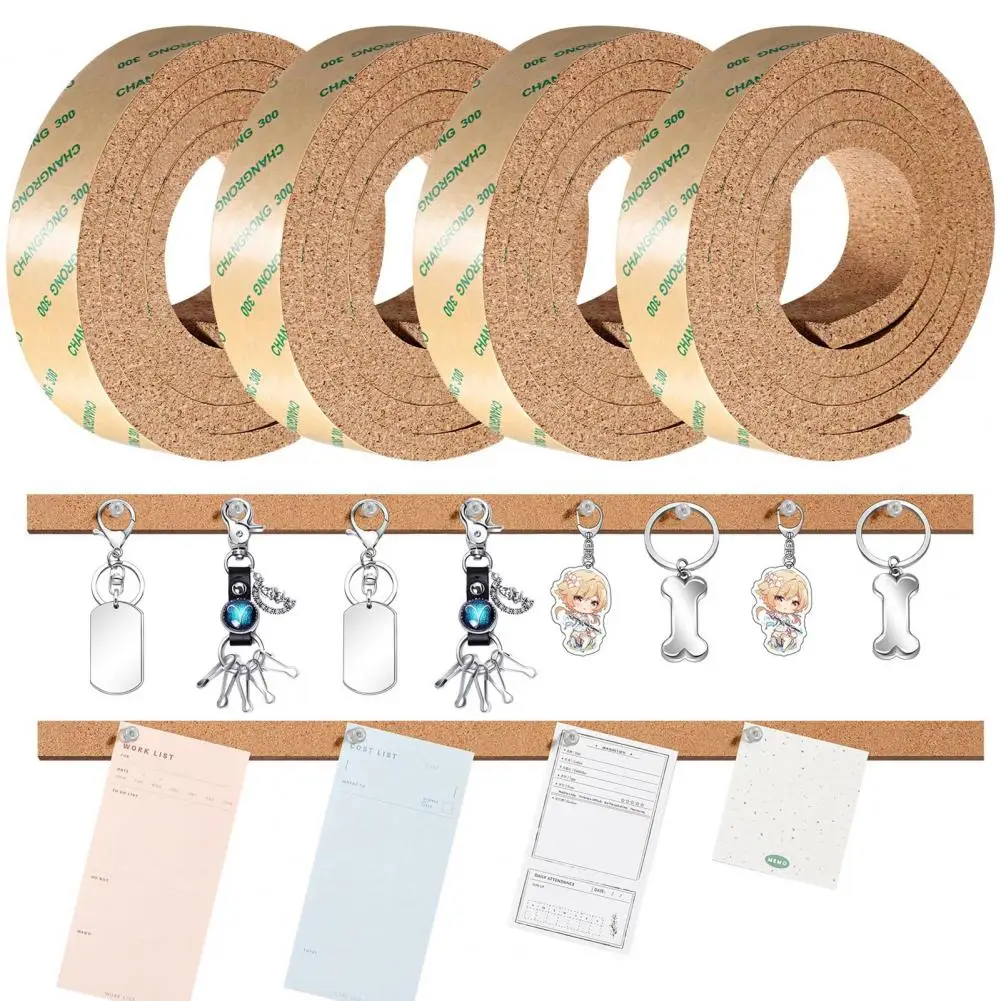 

4 Pcs Cork Strip Self-adhesive Durable Versatile Memo Board Bulletin Bar Strip Roll Cork Board For Office Classroom Home Decor