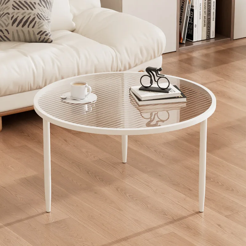 

Cream Style Coffee Table Rainbow Glass Circular Living Room Light Luxury Coffee Table Modern Creative Salontafel Home Furniture