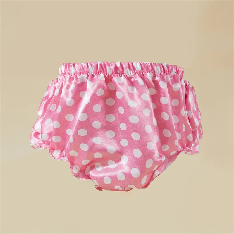 Baby Cotton Panties Toddler Ruffle Print Girl's Underwear Pink Round Dot Briefs Cotton Fabric Bow Diaper baby cotton panties