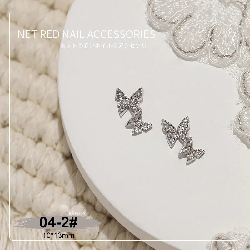 10 teile/los Luxus 3D Schmetterling Kette Zirkon Kristalle Strass Nail art Schmuck Dekorationen Nägel Zubehör Charms Liefert – Detail 14