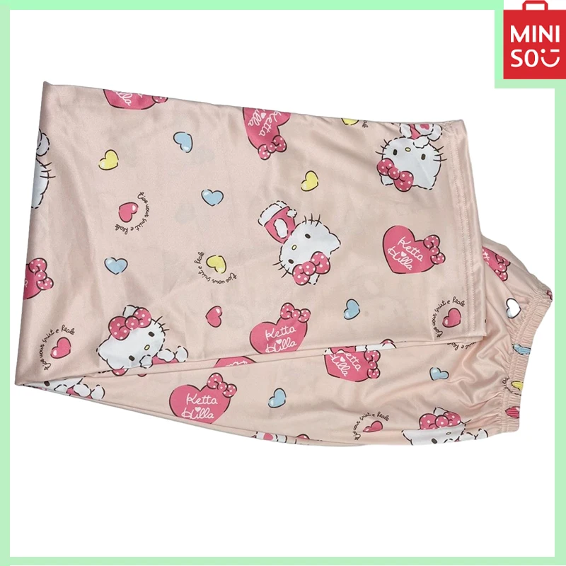 

2024 New Miniso Sanrio Hello Kitty Melody Kuromi Y2K Women's Loose Pants Home Casual Sleepwear Large Size Women's Dress Gift