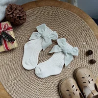 Baby Girls Christmas Socks Kids Cotton Big Bow Sock Solid Woolen Leg Warmers Girl Toddler Soft Thicken Socks For 0-5Years 6