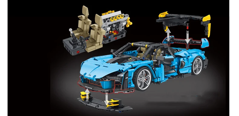 Technisches 1:14 Maßstab-Fahrzeug-Rennwagen-Bausteinset Senna GTR Konzept Supersportwagen-Modell Supercar Spielzeug-Bausteine für Kinder Geschenke – Detail 5