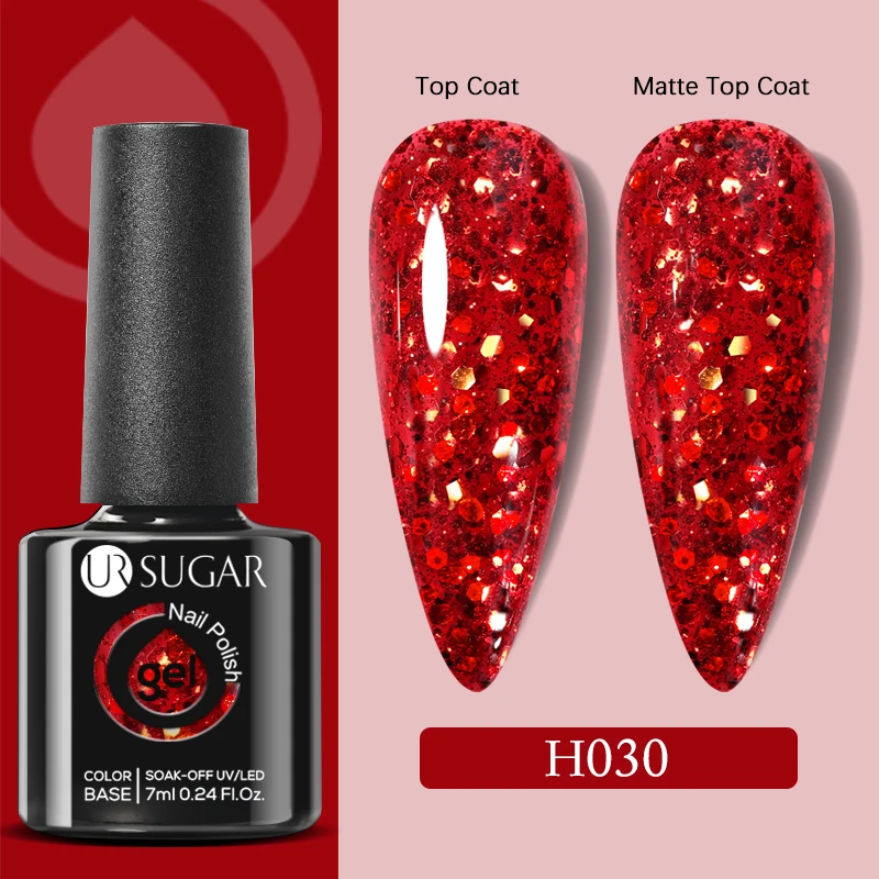 thumbnail image 1 of UR SUGAR - Esmalte de uñas en gel fluorescente rosa de 7 ml, esmalte semipermanente neón, cereza, rojo, morado, esmalte para manicura con luz UV LED, 1 of 5