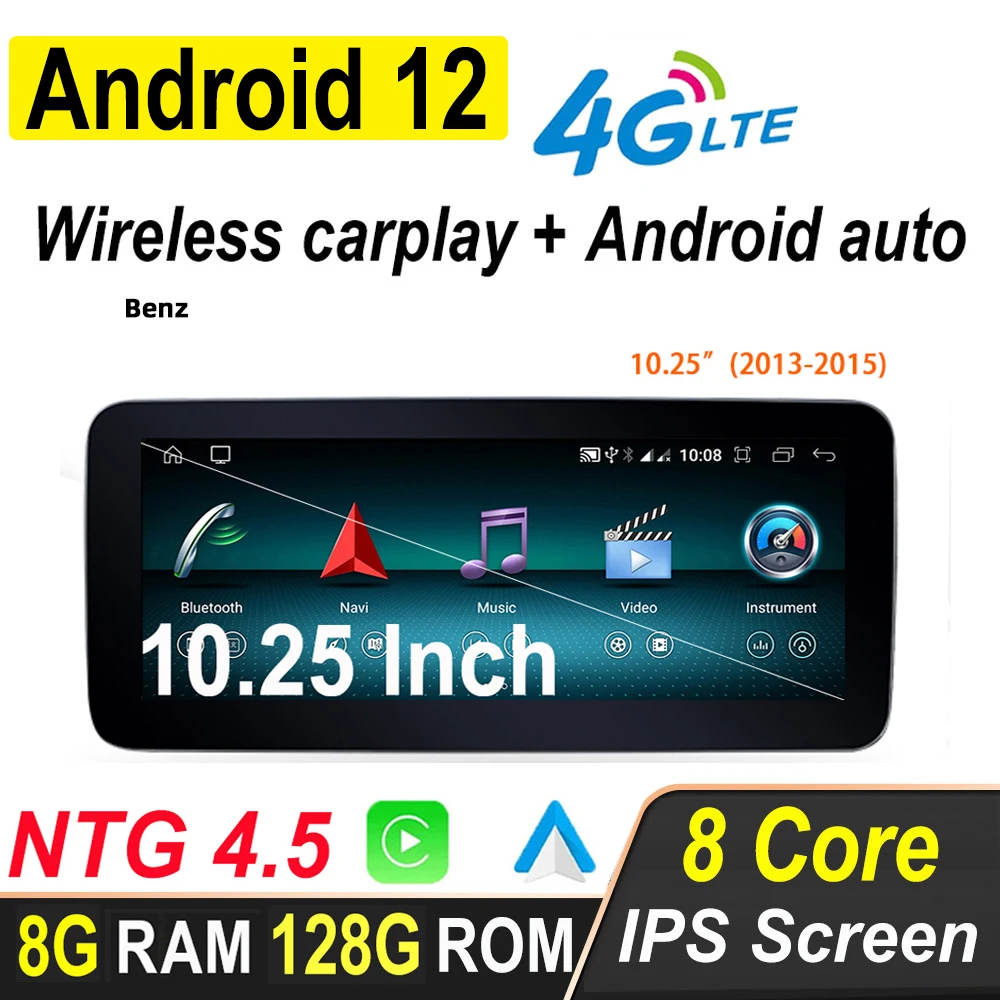 

Автомагнитола для Mercedes W176 X117 X156 W463 2013 - 2015 NTG 4,5, IPS сенсорный экран, Android 12 Carplay, GPS-навигация