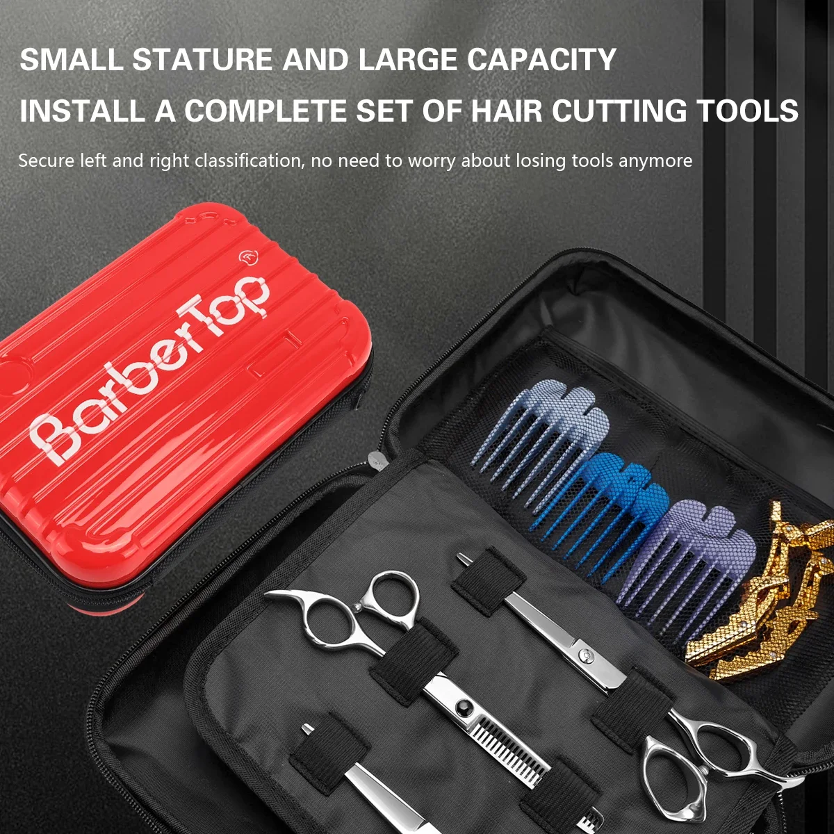 Red Barber Shockproof Hair Scissors Case - Crush-Resistant, Waterproof Styling Tool Box