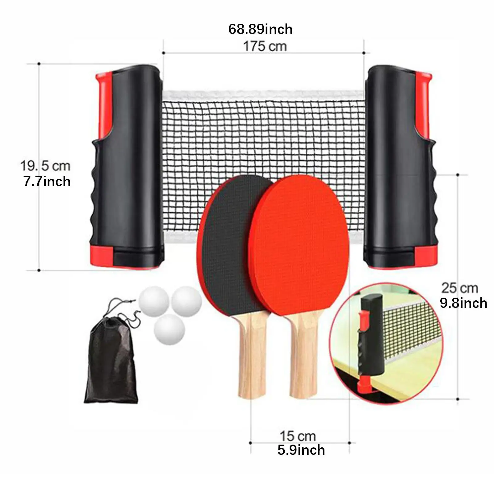 Table Tennis Paddles Set with Portable Net table tennis equipment table tennis set for Home and Travel