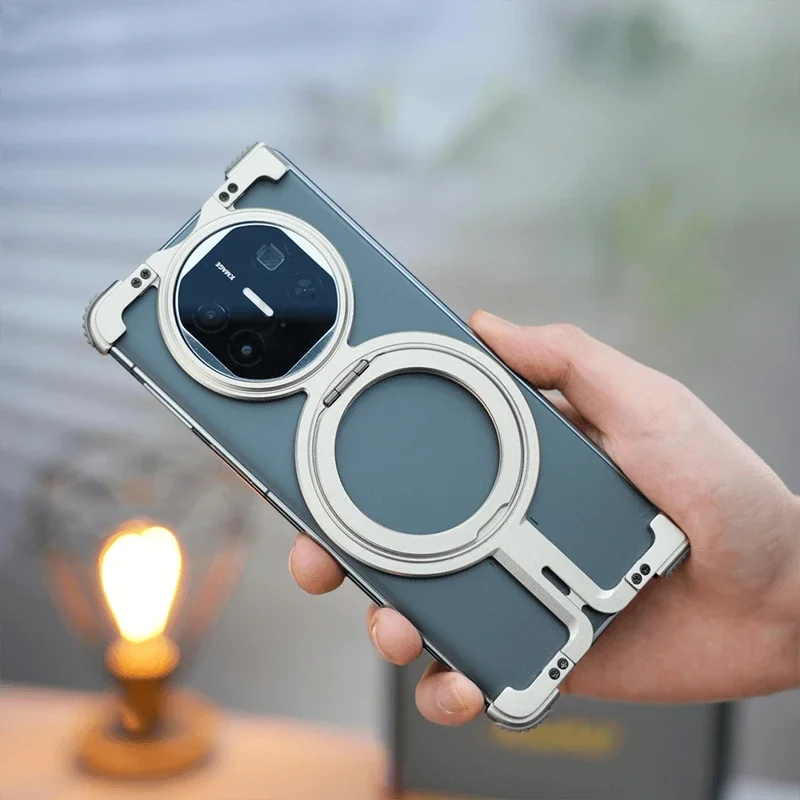 Oatsbasf Frameless Magnetic Protective Phone Case with 360° Rotatable Stand