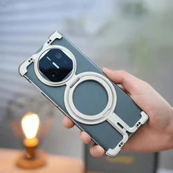 Oatsbasf Frameless Magnetic Protective Phone Case with 360° Rotatable Stand for Huawei mate X3 (Titanium)