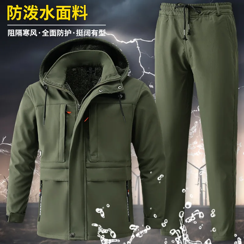 Keep Warm Winter Men'S Camouflage Velvet Coat Suit Outdoor Hik Mountaineering Camp Adventure Combat Hunting Cold Storage Jacket 5