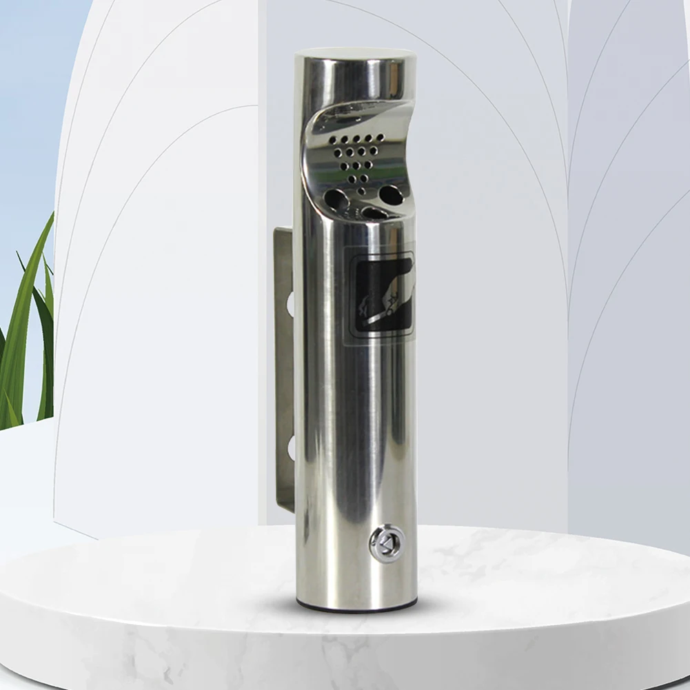 

Wall Mounted Cylinder Cigarette Ash Bin Stainless Steel Outdoor Ashtray Waterproof Save Space for Mall Hotel Elevator Entrance