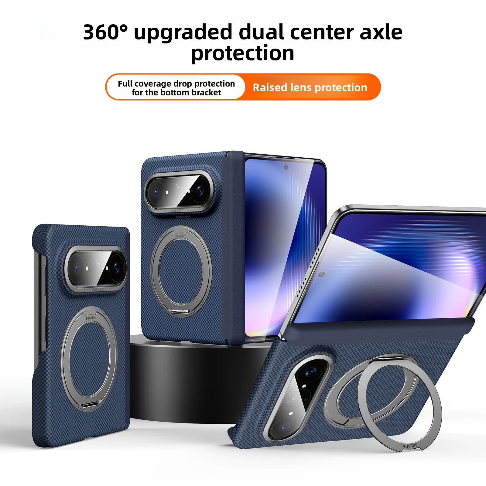 Magnetic 360° Rotating Stand Texture Skin Feel Shockproof Case with Dual Axis Protection