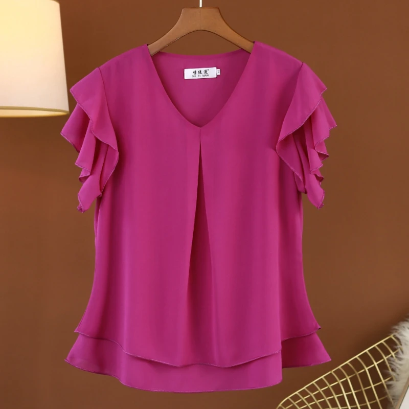 Fashion Brand Women Blouse Summer Loose Plus Size Short Sleeve