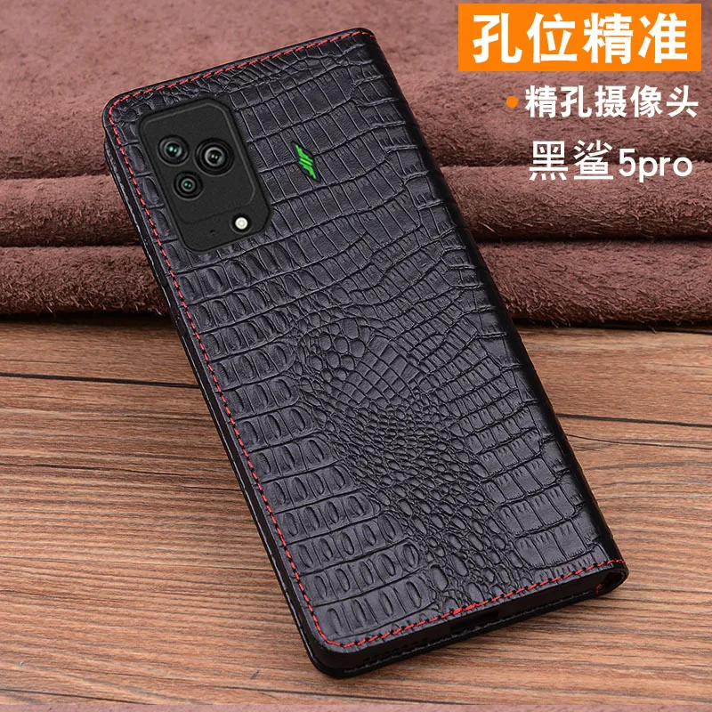 Luxury Genuine Leather Magnet Clasp Phone Cover Cases For Xiaomi Black Shark 5 Pro Kickstand Holster Case Protective Full Funda