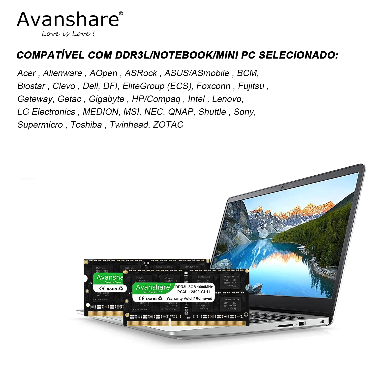 Avanshare Ram DDR3 4GB 8GB 2GB 1333 1600MHz Memoria Laptop Memory 240pin 1.5V New Dimm