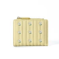 Stylish Clutch Affordable PU Leather Short Wallet New Mini Zipper Money Bag Solid Color Flower Card Holders Girls Women Purse 1