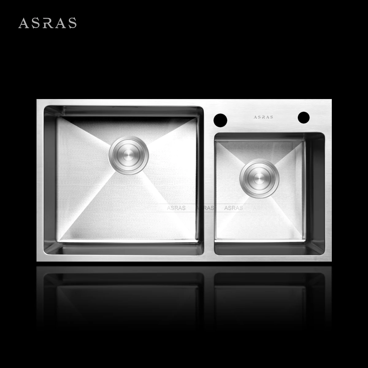 ASRAS 304SUS Stainless steel kitchen classic thick practical double basin sink, handmade 7843A 780-430mm
