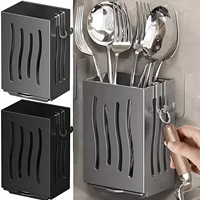 Multifunctional Kitchen Utensil Storage Rack Chopstick Draining Holder Wall-Mounted Freestanding Cutlery Tableware Organizer Box 1