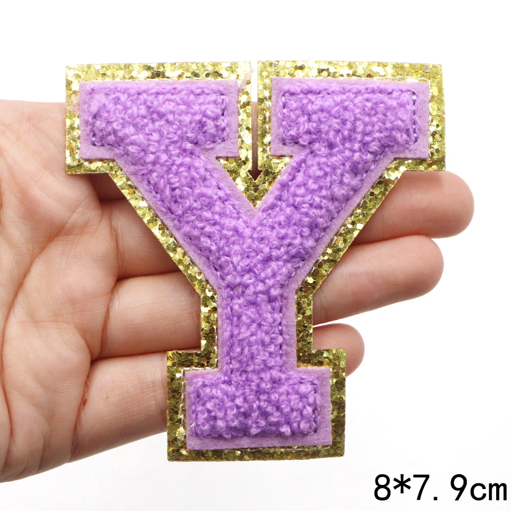 1 Stück 80 mm lila A-Z Englisch Chenille bestickter Aufnäher zum Aufbügeln für Kleidung, Taschen, DIY-Namensschild, Alphabet-Patches, Dekoration – Detail 28