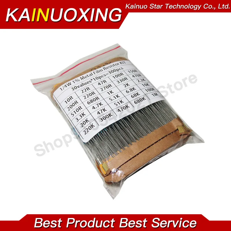 1/4W 1/2W 1W 2W 3W Resistance 1% Metal Film Resistor Assortment Kit Set 30Kinds Each 10PCS 0.1R~750R 1K~820K 10R~1M Ohm 300PCS